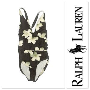 Ralph Lauren floral one piece swimsuit with twist straps size 10
